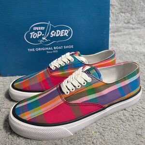 Sperry Top Sider Cloud CVO Plaid Canvas Sneakers Shoes Unisex M 4.5 Wom 6.5 NEW
